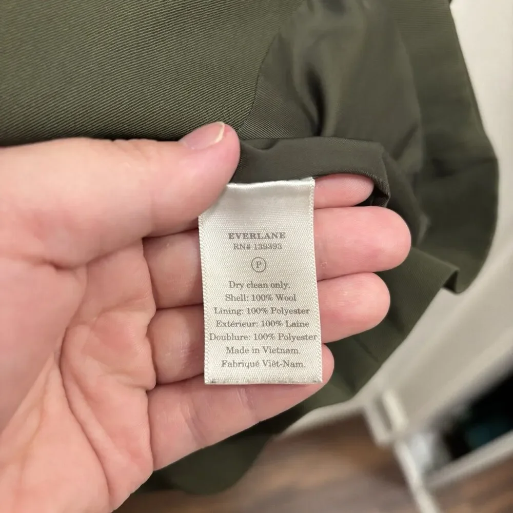 Everlane Women’s Sz 2 100% Wool Italian GoWeave Olive Green Blazer